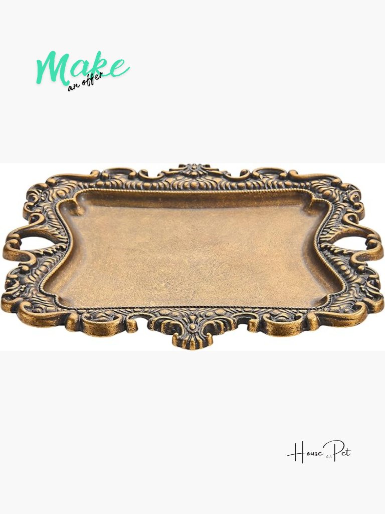 Vintage Gold Jewelry Dish Brass Tray For Rings Trinkets